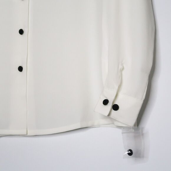 Liz Baker Essentials Womens Button Up Shirt Size 6‎ Black White Office Career - Picture 6 of 6